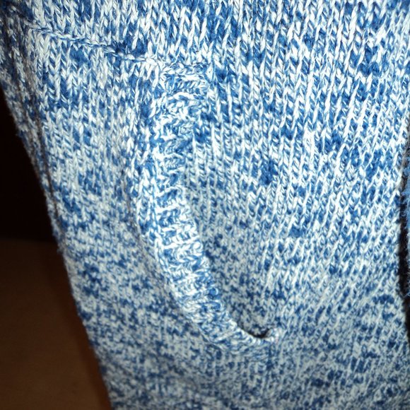 LL Bean Woman's Large Cardigan Sweater Blue White Pockets 100% Cotton - Picture 9 of 12